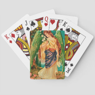 Jeu De Cartes Angel tenant une branche florale
