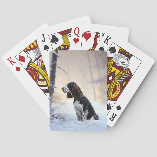 Jeu De Cartes Anglais Springer Spaniel Laissez-le neiger Noël (dos)