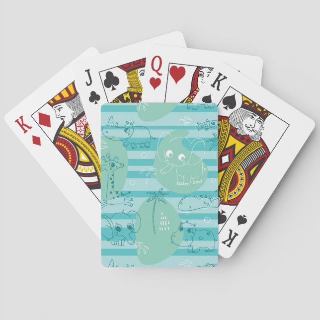 Jeu De Cartes Animaux mignons jouant avec de l'eau 1 (dos)