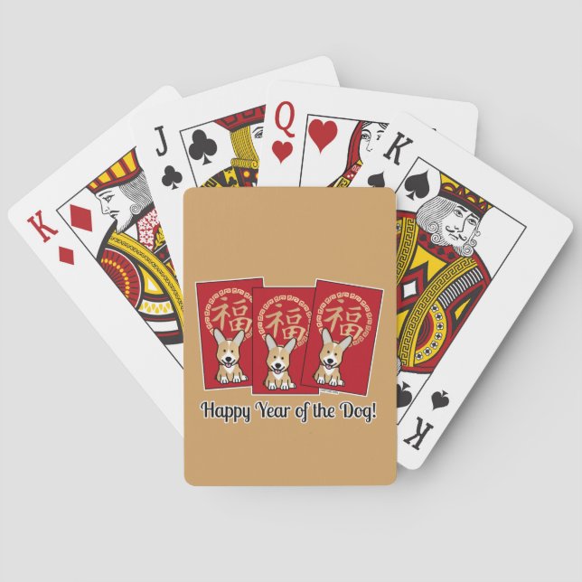 Jeu De Cartes Année chanceuse de corgi d'enveloppe rouge (dos)