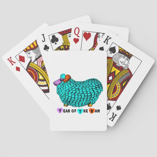 Jeu De Cartes Année chinoise du mouton Turquoise Playing Cards (dos)