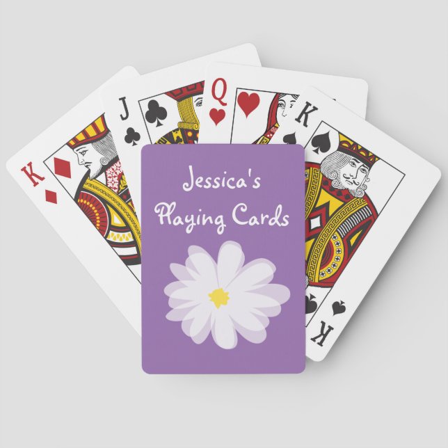 Jeu De Cartes Anniversaire de enfant de fleur marguerite violett (dos)
