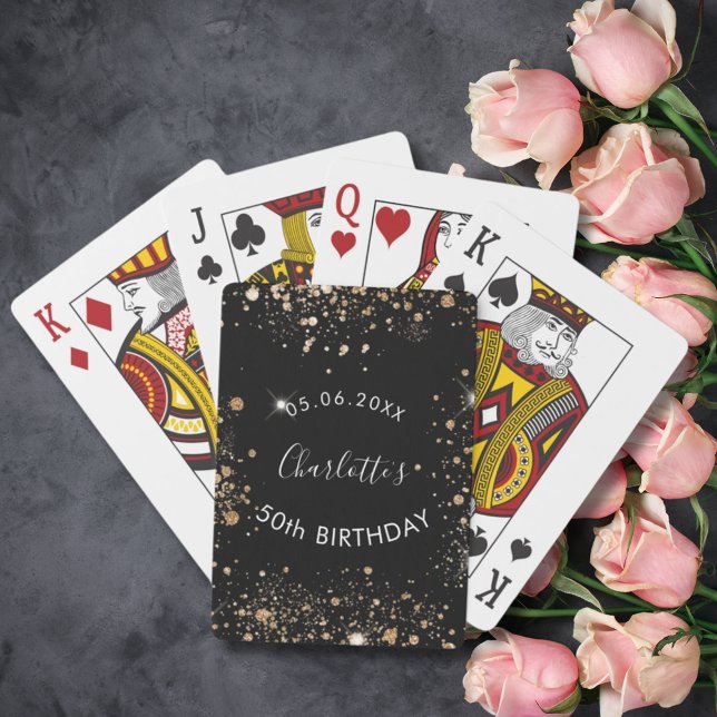 Jeu De Cartes Anniversaire de fête noir or parties scintillant n (Créateur téléchargé)