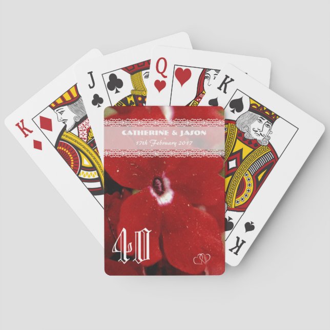 Jeu De Cartes Anniversaire de mariage rouge de rouge quarantième (dos)