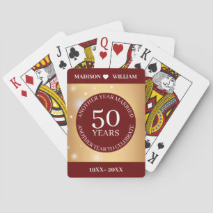 Jeu De Cartes Anniversaire du Mariage Arrière - plan rouge doré