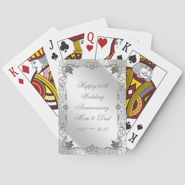 Jeu De Cartes Anniversaire florissant du Mariage diamant (dos)