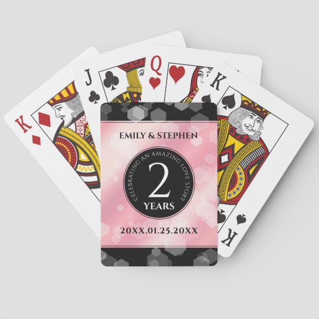 Jeu De Cartes Anniversaire Mariage élégant du 2e Rose Quartz (dos)