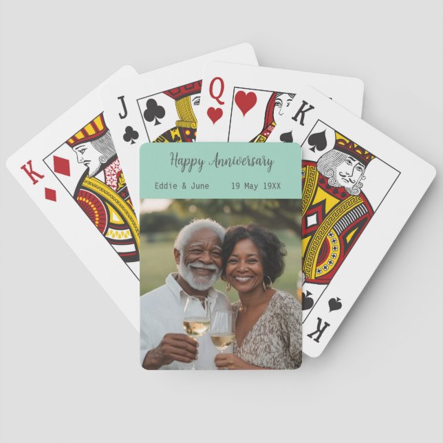 Jeu De Cartes Anniversaire Photo moderne Poker Cartes Sage Green (dos)