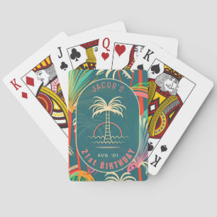Jeu De Cartes Anniversaire Plage palmier tropical Plage d'arbre 