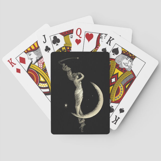 Jeu De Cartes Antique 1889 Femme Sur Crescent Moon Imprimer (dos)