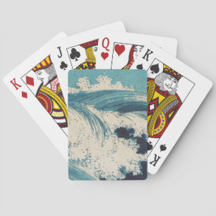 Jeu De Cartes Antique Japonais Bleu Vagues Océan Imprimer
