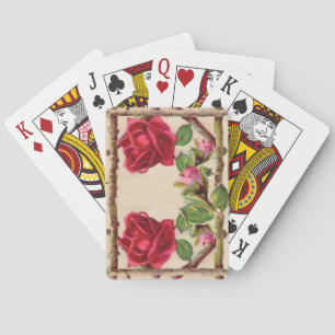 Jeu De Cartes Antique victorienne vintage ancienne rose rustique