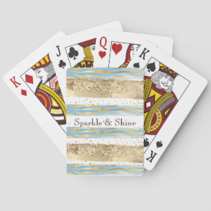 Jeu De Cartes Aqua Blue Gold Parties scintillant Confetti Zebra 