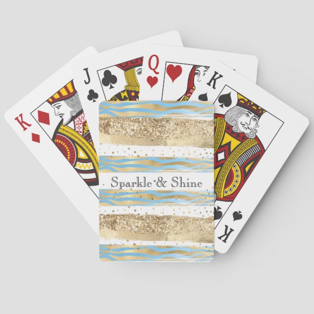 Jeu De Cartes Aqua Blue Gold Parties scintillant Confetti Zebra  (dos)