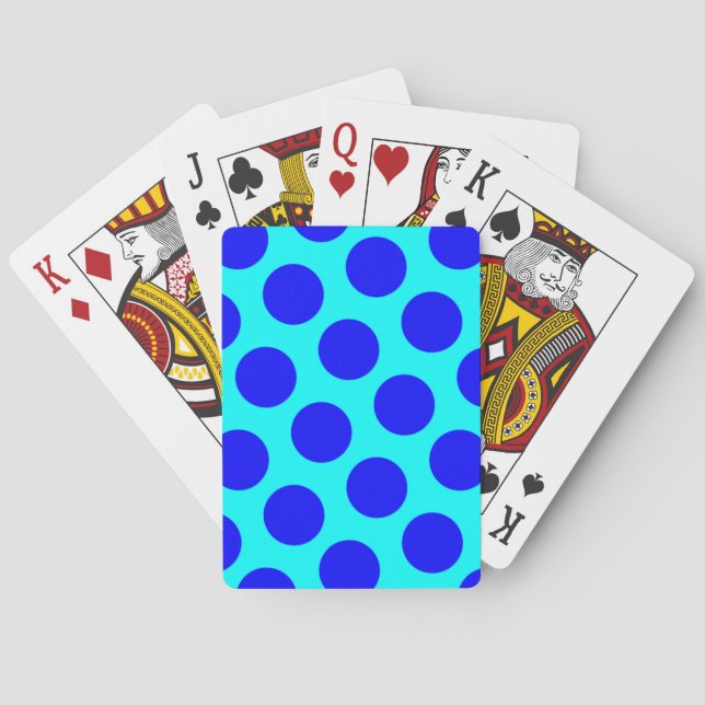 Jeu De Cartes Aqua et pois bleu (dos)