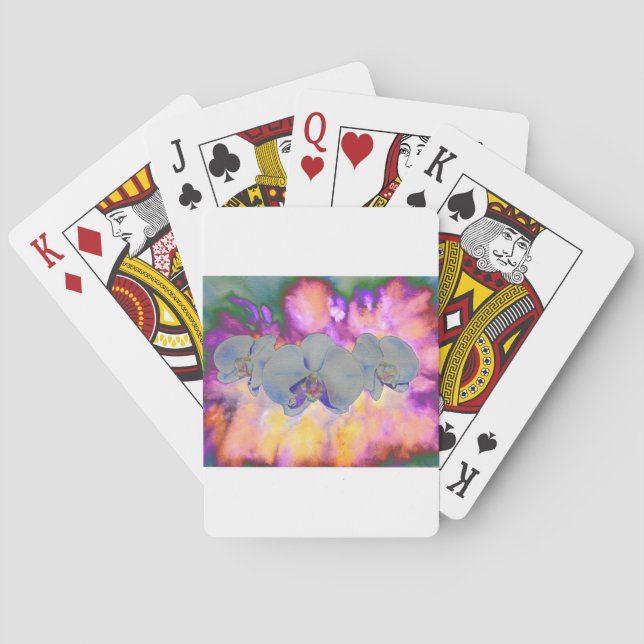 Jeu De Cartes Aquarelle Abstraite orchidées tropicales (dos)
