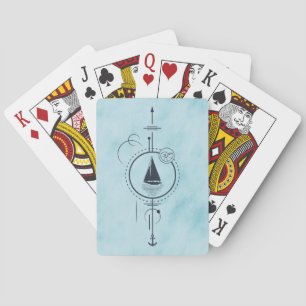 Jeu De Cartes Aquarelle bleue Design nautique