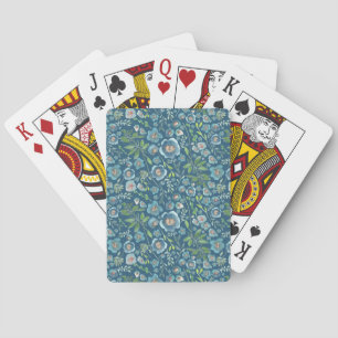 Jeu De Cartes Aquarelle bleue Vert floral