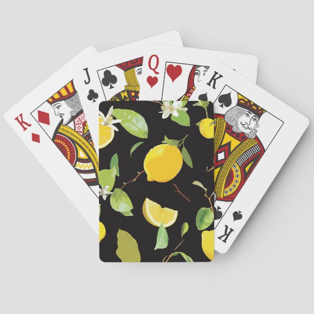 Jeu De Cartes Aquarelle Citron et Feuille (dos)