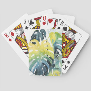Jeu De Cartes Aquarelle Coucher de soleil Palm Tree Feuilles
