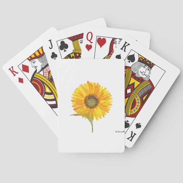 Jeu De Cartes Aquarelle de fleurs jaunes de tournesol (dos)