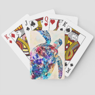 Jeu De Cartes Aquarelle de la tortue de mer d'Hawaï
