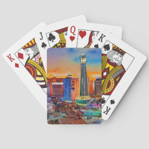 Jeu De Cartes Aquarelle de Las Vegas Skyline
