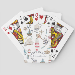 Jeu De Cartes Aquarelle éléments nautiques marin