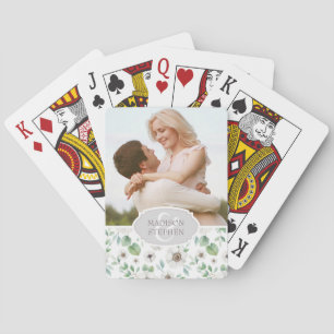 Jeu De Cartes Aquarelle florale   Anémone blanc - Photo Mariage