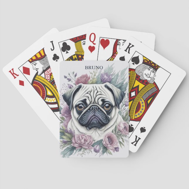 Jeu De Cartes Aquarelle florale de Carlin faun personnalisé (dos)