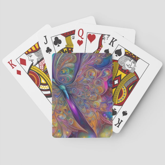 Jeu De Cartes Aquarelle fractée de papillon lunaire (dos)