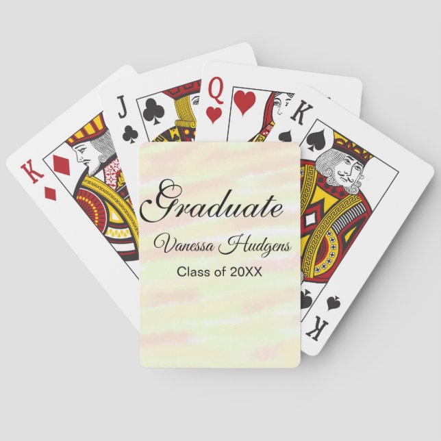 Jeu De Cartes Aquarelle jaune orange graduation ajouter le nom a (dos)