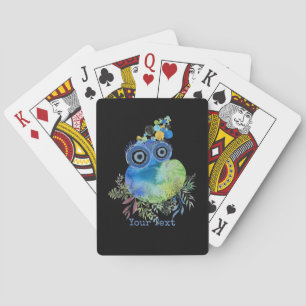 Jeu De Cartes Aquarelle mignonne Design d'oiseau Nom personnalis