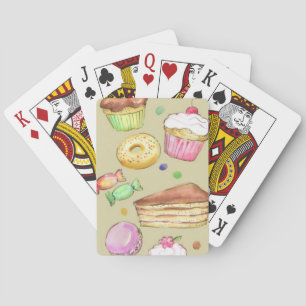 Jeu De Cartes Aquarelle motif avec douceurs