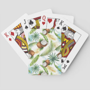 Jeu De Cartes Aquarelle Motif de noix de coco tropicale
