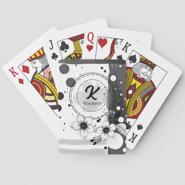 Jeu De Cartes Aquarelle Noir et Blanc Perdu Art (dos)