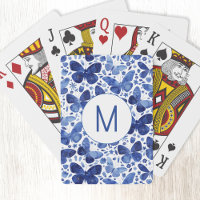 Aquarelle papillon Monogramme bleu