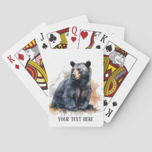 Jeu De Cartes Aquarelle peinte d'un ours noir assis