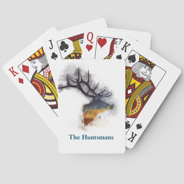 Jeu De Cartes Aquarelle personnalisée de cerf Buck (dos)