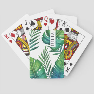 Jeu De Cartes Aquarelle Personnalisée Feuilles tropicaux