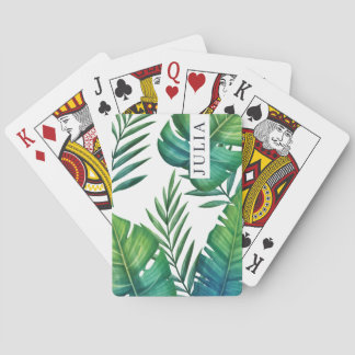 Jeu De Cartes Aquarelle Personnalisée Feuilles tropicaux