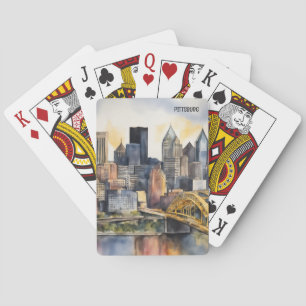 Jeu De Cartes Aquarelle Pittsburgh Cityscape