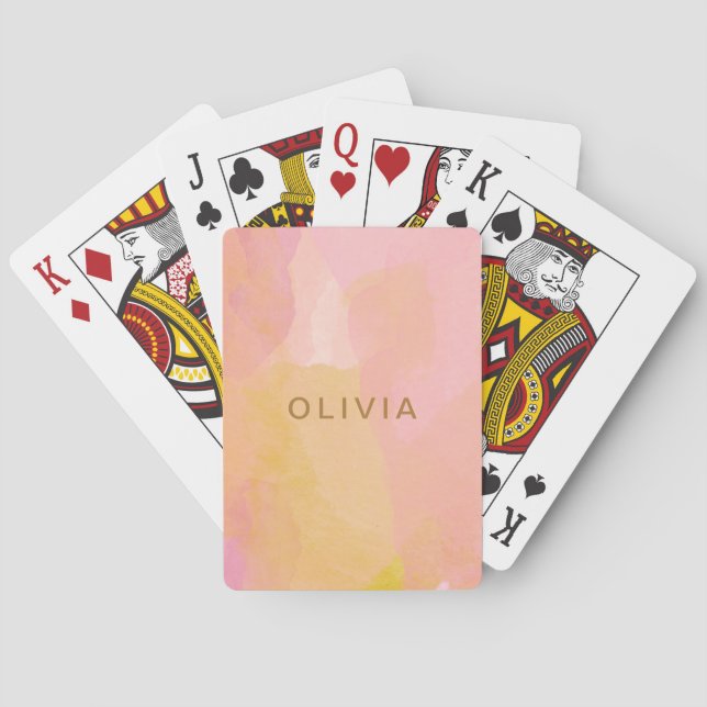 Jeu De Cartes Aquarelle rose et or Peinture Abstraite (dos)