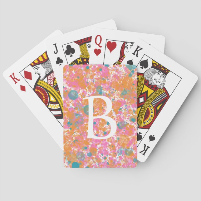 Jeu De Cartes Aquarelle rose orange Turquoise (dos)