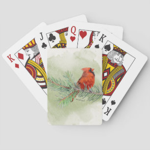 Jeu De Cartes Aquarelle rustique cardinale rouge douce