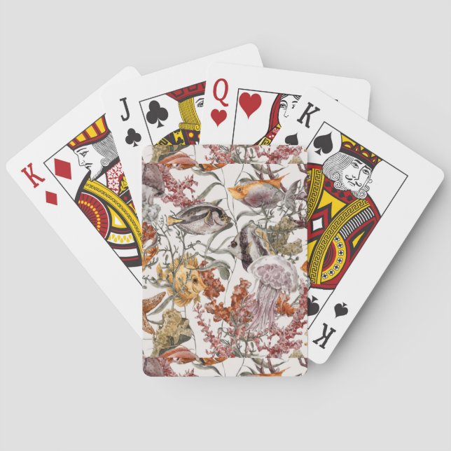 Jeu De Cartes Aquarelle Sea Life Motif 2 (dos)