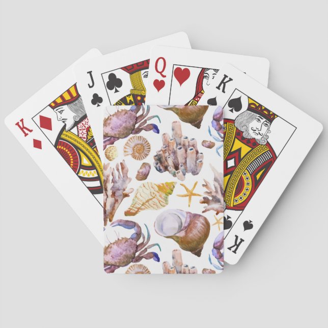 Jeu De Cartes Aquarelle Sea Life Motif 4 (dos)