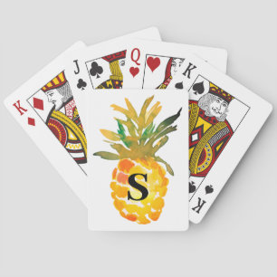 Jeu De Cartes Aquarelle tropicale monogramme ananas