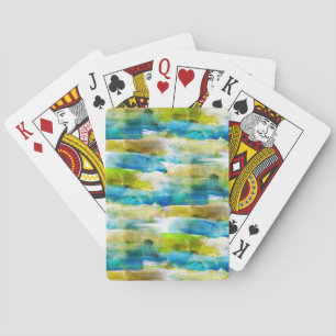 Jeu De Cartes Aquarelle vert abstrait, bleu
