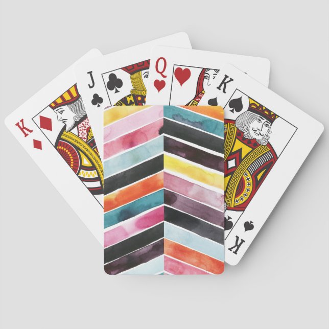 Jeu De Cartes Aquarelle vive Chevron I (dos)